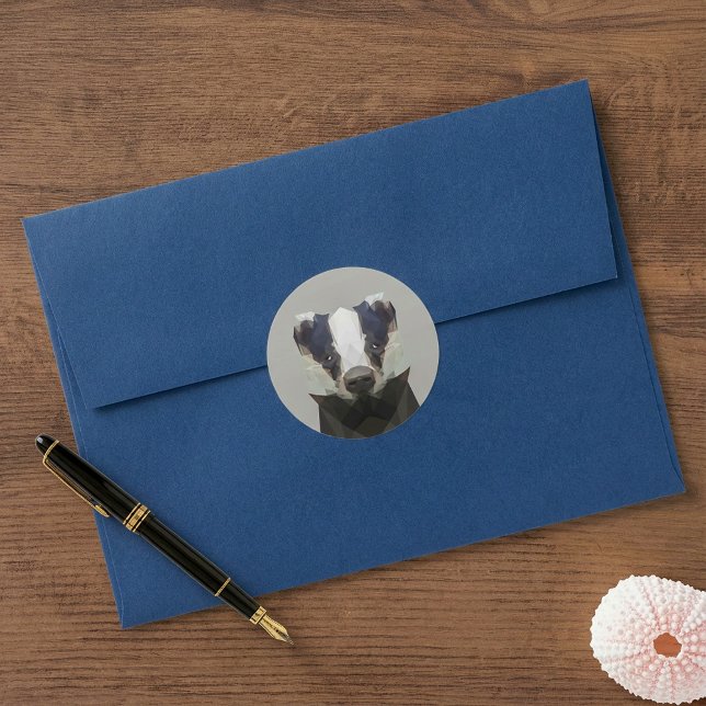 Pegatina Redonda Insignia geométrica de corte (Cute geometric badger classic round sticker.)