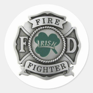 Pegatina Redonda Insignia irlandesa para bomberos