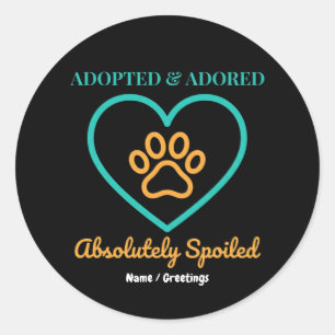 Pegatina Redonda Insígnia Oficial de Mascota Rescatada Adoptada, Am