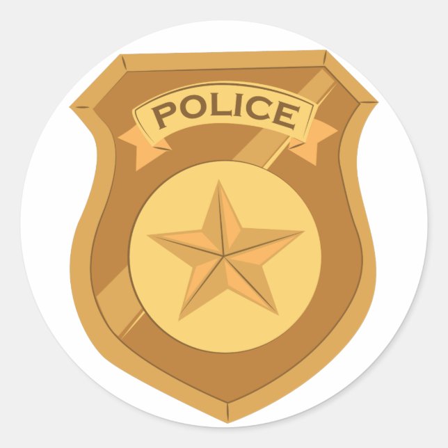 Pegatina Redonda Insignia policial (Anverso)
