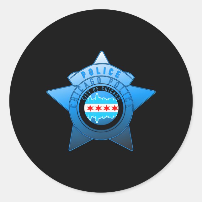 Pegatina Redonda Insignia Policial De Chicago Cpd Chicago (Anverso)