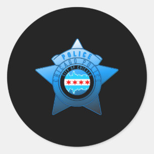 Pegatina Redonda Insignia Policial De Chicago Cpd Chicago