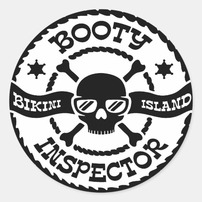 Pegatina Redonda Inspector de Booty Island (Anverso)