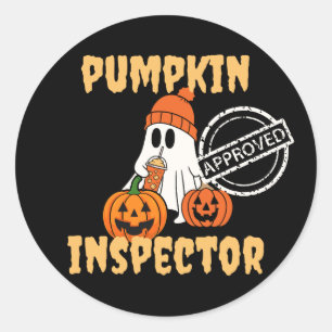 Pegatina Redonda Inspector de calabaza aprobado