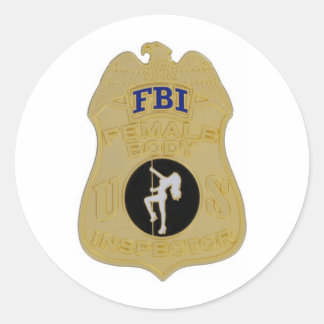 Pegatina Redonda inspector de cuerpo femenino de fbi