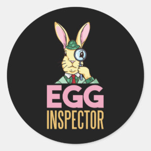 Pegatina Redonda Inspector de Huevo Pascua Bunny Gracioso Conejo Hu