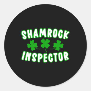 Pegatina Redonda Inspector de Shamrock St Patricks Día 1