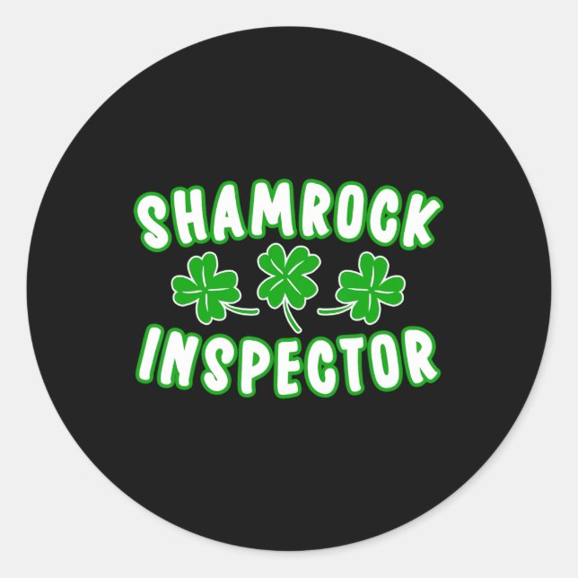 Pegatina Redonda Inspector de Shamrock St Patricks Día 2 (Anverso)