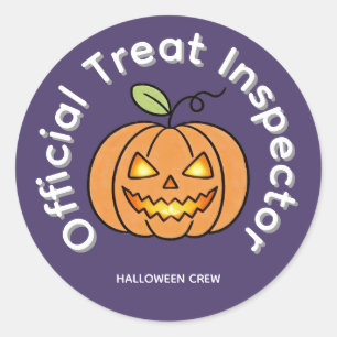Pegatina Redonda Inspector Oficial de Dulces Calabaza Adorable Hall