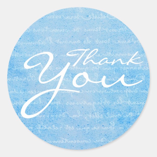 Pegatina Redonda Inspiración de cosecha azul y blanca Gracias (Anverso)