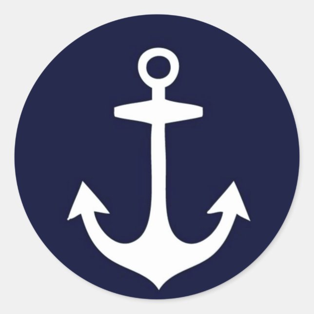 Pegatina Redonda Inspiración náutica azul y blanca (Anverso)