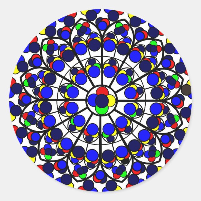 Pegatina Redonda Inspirada por la ventana Rosa sur, Notre-Dame de P (Anverso)