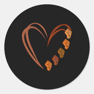 Pegatina Redonda Inspirador Black Leaders Power Fist Hand Black His