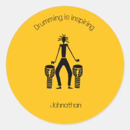 Pegatina Redonda Inspirador, tambor de silueta mágica