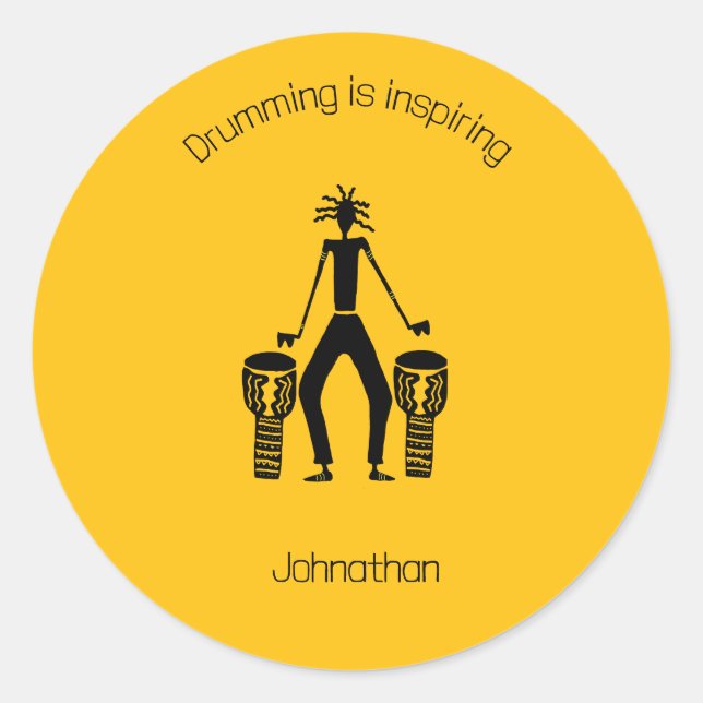 Pegatina Redonda Inspirador, tambor de silueta mágica (Anverso)