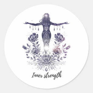 Pegatina Redonda Inspirar Serenidad - Arte de Yoga y Mindfulness An