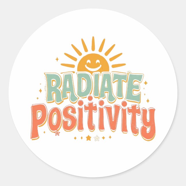 Pegatina Redonda Inspirational Good Vibes and Happiness (Anverso)