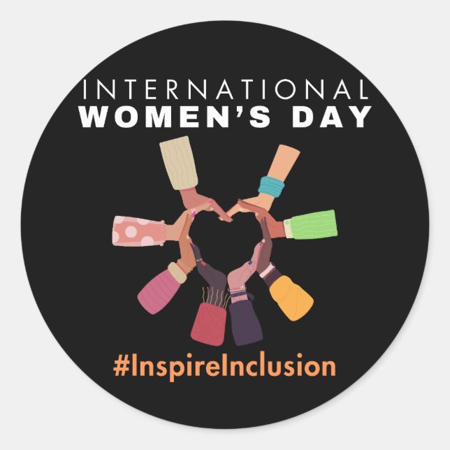 Pegatina Redonda Inspire Inclusion International Women's Day (Anverso)