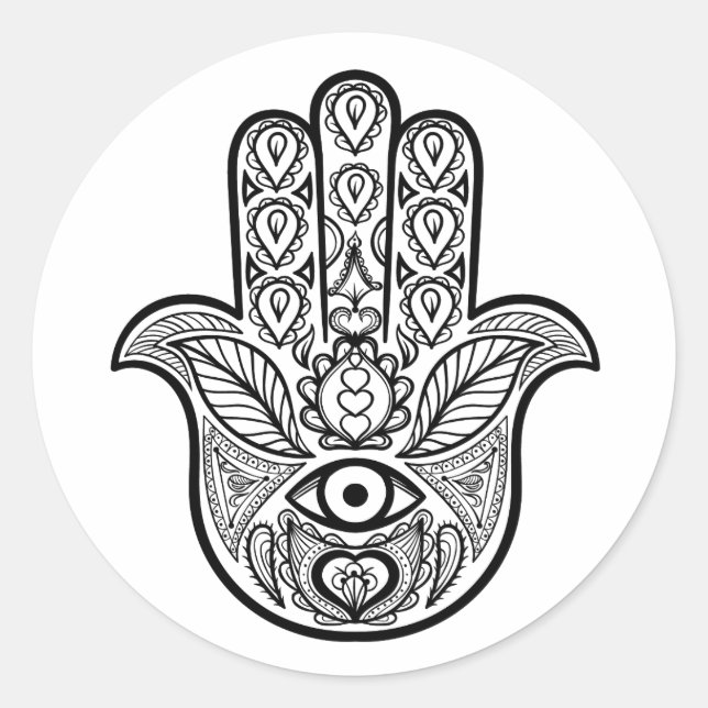 Pegatina Redonda Inspired Hamsa Hand (Anverso)