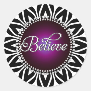 Pegatina Redonda ¡InspireMe! Creer Círculo de ciruela de manala bla