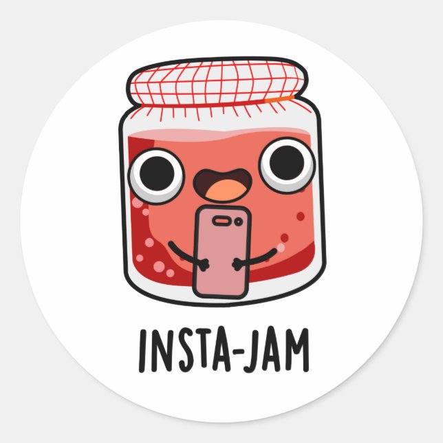 Pegatina Redonda Insta-jam Divertido jam Pun en los medios sociales (Anverso)