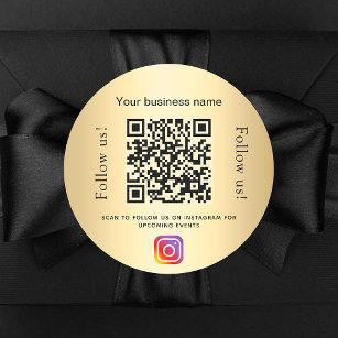 Pegatina Redonda Instagram de código qr de negocios glamorosos de o