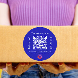 Pegatina Redonda Instagram de código qr nombre comercial blanco rea