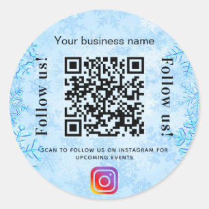 Pegatina Redonda Instagram de código qr nombre comercial de inviern