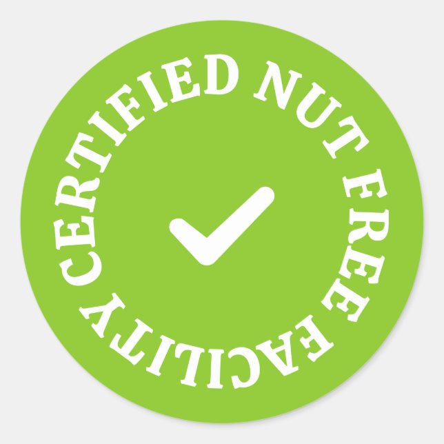 Pegatina Redonda Instalación Certificada Libre de Nueces – Verde Se (Anverso)