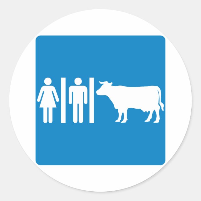 Pegatina Redonda Instalaciones De Restauración Rótulo De Autopista  (Anverso)