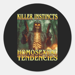 Pegatina Redonda Instintos asesinos Tendencias Homoual - Funny Skel