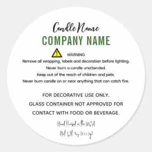 Pegatina Redonda Instrucción de advertencia de vela