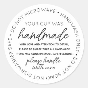 Pegatina Redonda Instrucción para el cuidado de bebidas de la copa