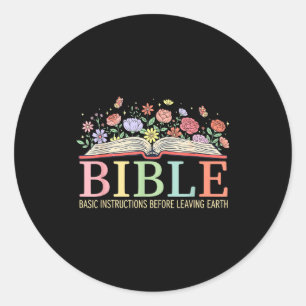 Pegatina Redonda Instrucciones Básicas de la Biblia Antes de Dejar 