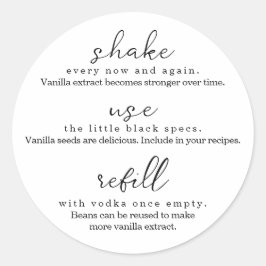 Pegatina Redonda Instrucciones de extracción de vainilla casera de