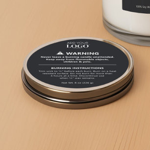 Pegatina Redonda Instrucciones de seguridad para la quema de velas 