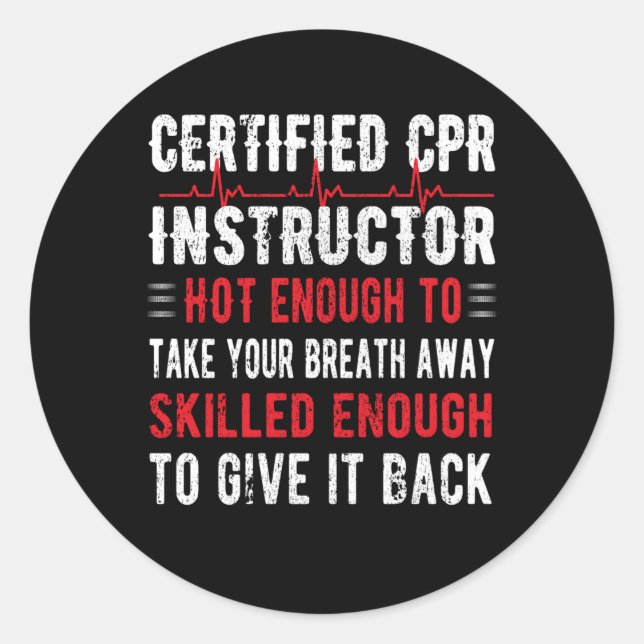 Pegatina Redonda Instructor Certificado De Cpr Primeros Auxilios Ae (Anverso)