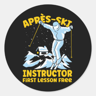 Pegatina Redonda Instructor de Apres Ski Esquí