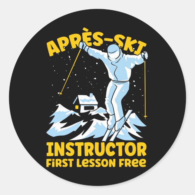 Pegatina Redonda Instructor de Apres Ski Esquí (Anverso)