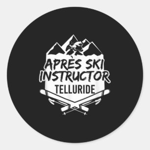 Pegatina Redonda Instructor de Après-ski Esquí de Montaña Telluride