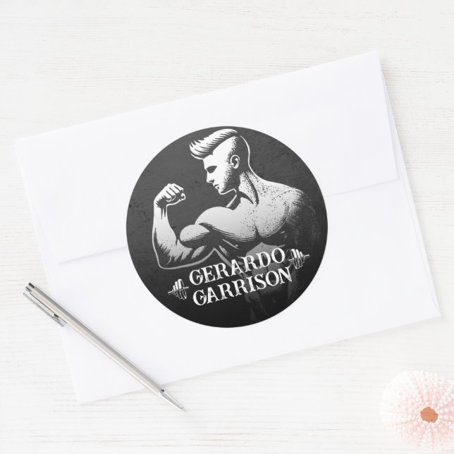 Pegatina Redonda Instructor de gimnasia moderna de entrenamiento de (Sobre)