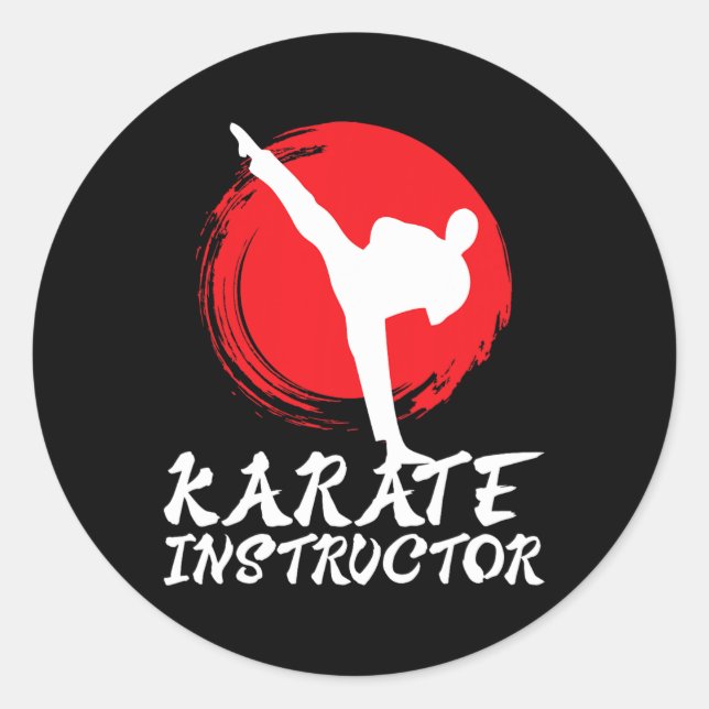 Pegatina Redonda Instructor de Karate Profesor de Karate Instructor (Anverso)