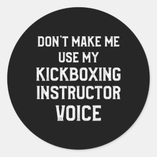 Pegatina Redonda Instructor de Kickboxing Entrenamiento de Kick Box