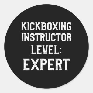 Pegatina Redonda Instructor de Kickboxing Entrenamiento de Kick Box
