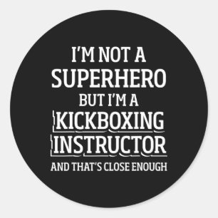 Pegatina Redonda Instructor de Kickboxing Entrenamiento de Kick Box