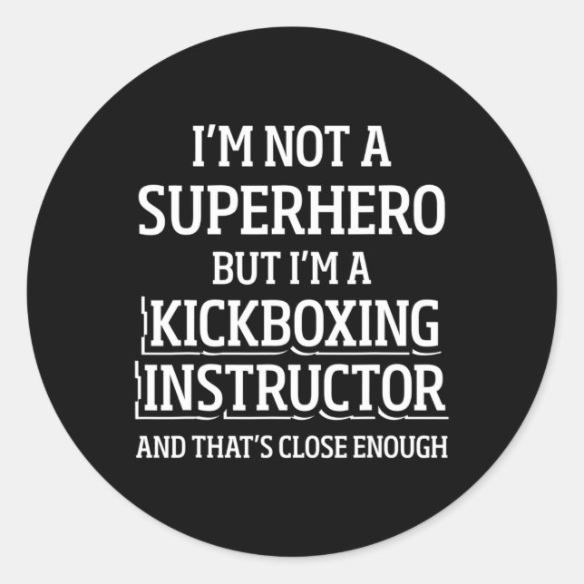 Pegatina Redonda Instructor de Kickboxing Entrenamiento de Kick Box (Anverso)