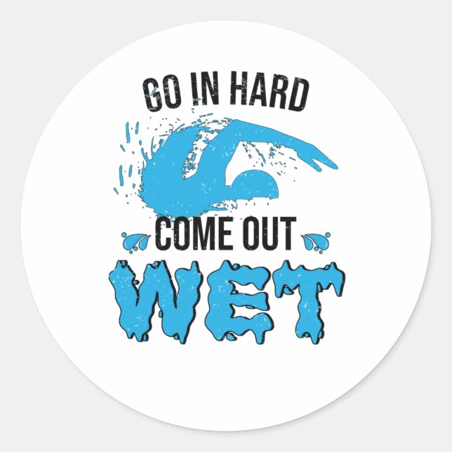 Pegatina Redonda Instructor De Natación Club De Natación Agua (Anverso)