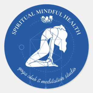 Pegatina Redonda Instructor de Yoga del Chakra de Meditación Azul M