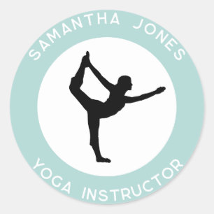 Pegatina Redonda Instructora de estudio de yoga bailarina moderna d