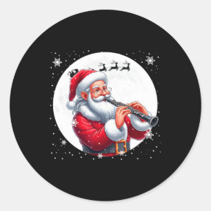 Pegatina Redonda Instrumento de disfraz de la luna de navidad de Sa